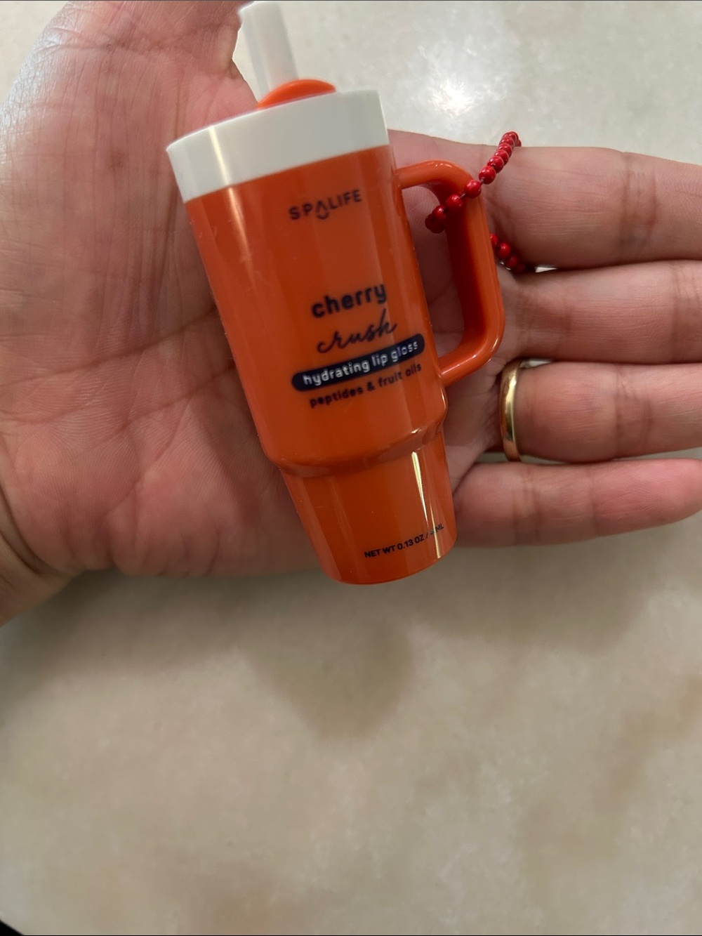 SpaLife Cherry Crush Hydrating Lip Gloss Keychain 0.13 oz Tumbler Style Cup Balm - Picture 2 of 11